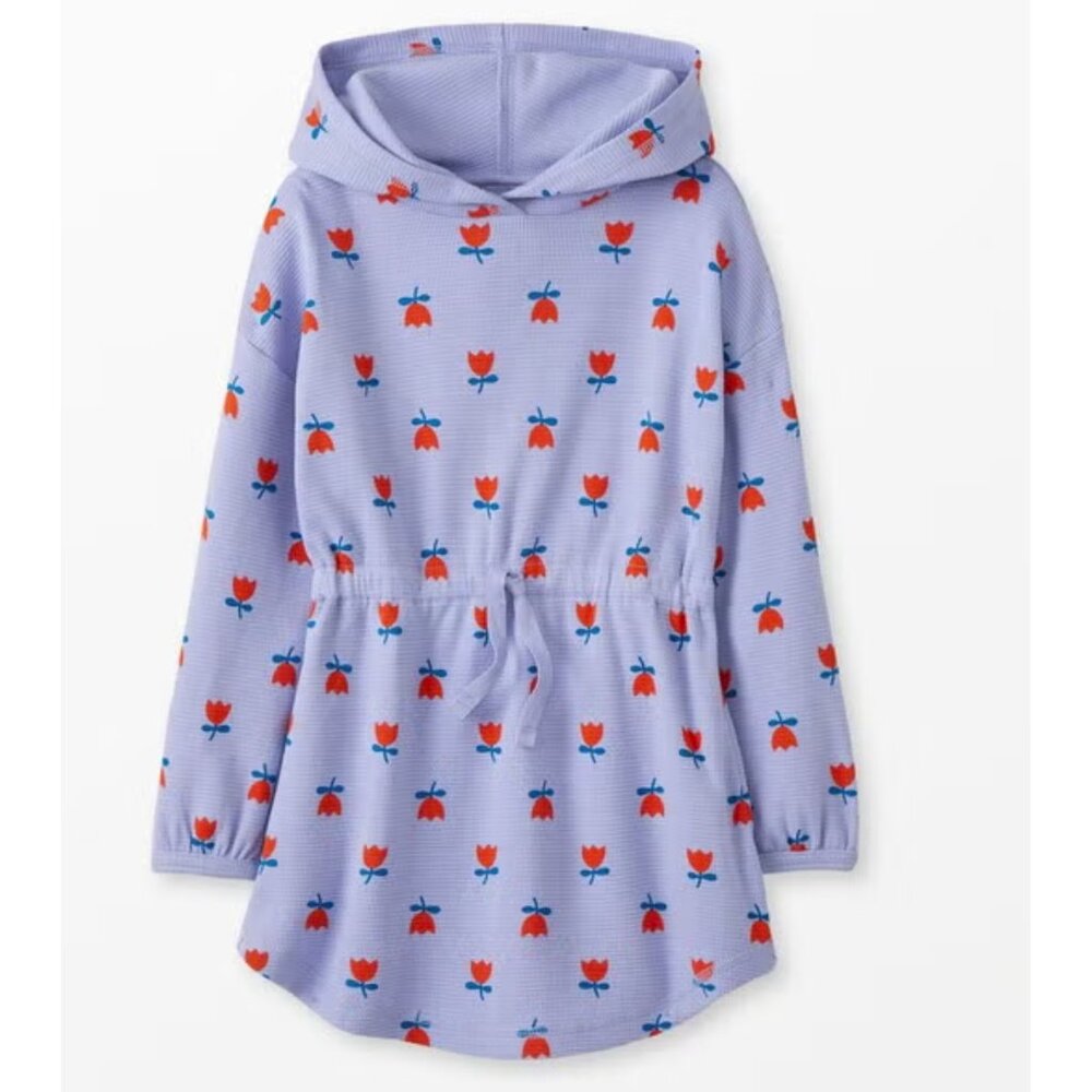 Hanna Andersson Girl Hoodie Waffle Knit Dress 100% Cotton Tulip Size 12